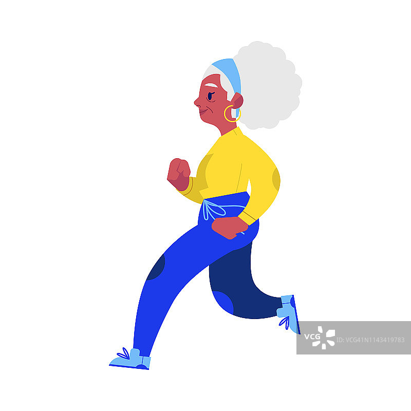 矢平老妇人穿着运动服慢跑图片素材