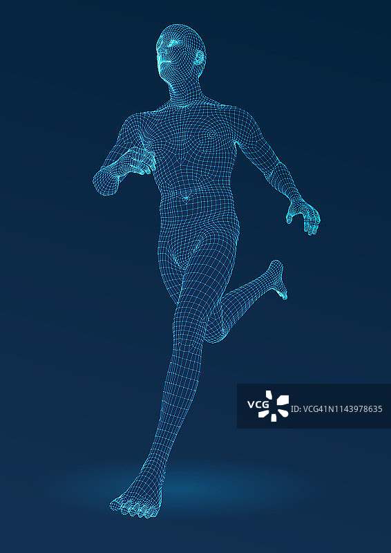 三维跑步人。sprint . ware网格从3d应用程序。图片素材