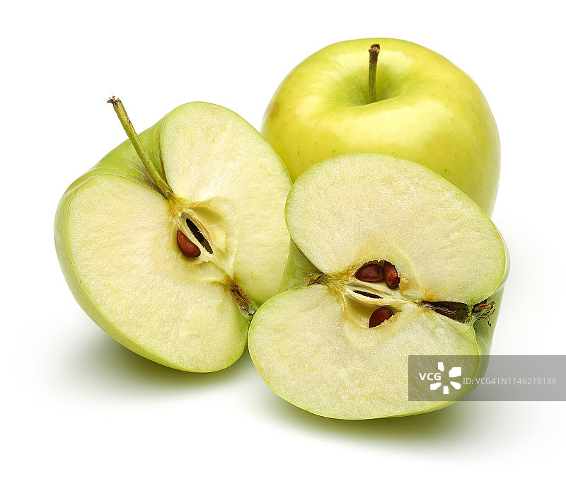 金黄色的苹果孤立在白色上图片素材