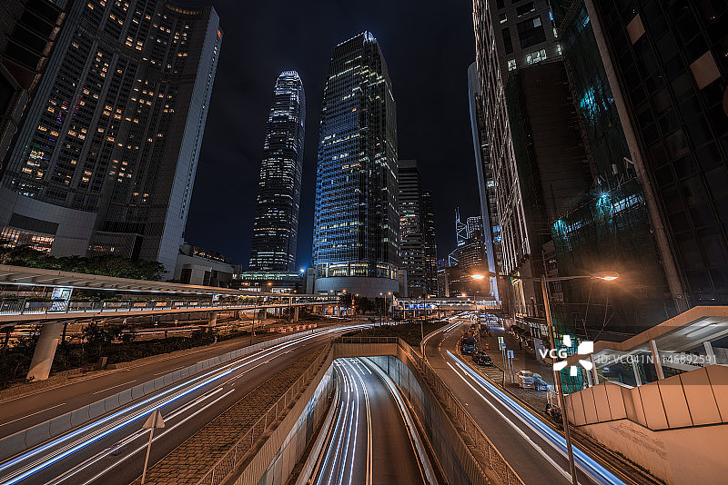 香港中区夜间街景图片素材