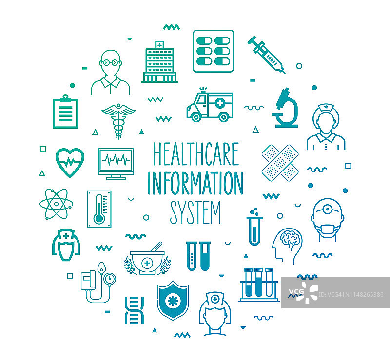 医疗保健信息系统大纲样式信息图设计图片素材