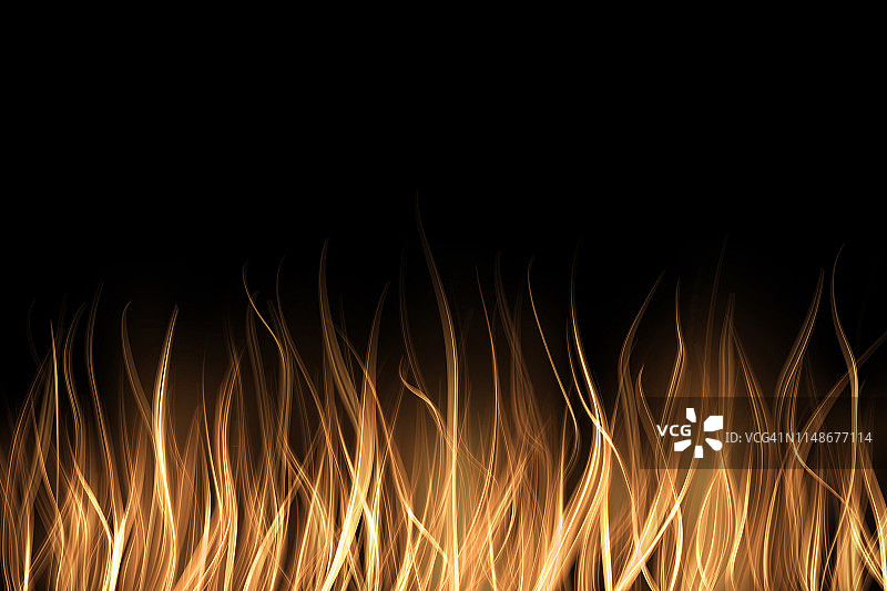 抽象的火焰火焰光在黑色背景插图。Realisctic燃烧的火焰。图片素材