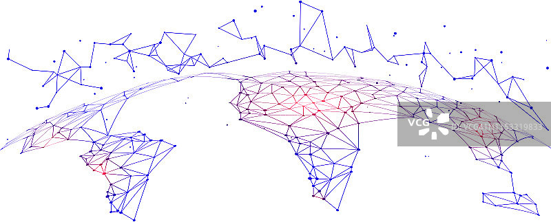多边形网格组成地球，抽象概念地球图形，含义互联网大数据、云计算图片素材