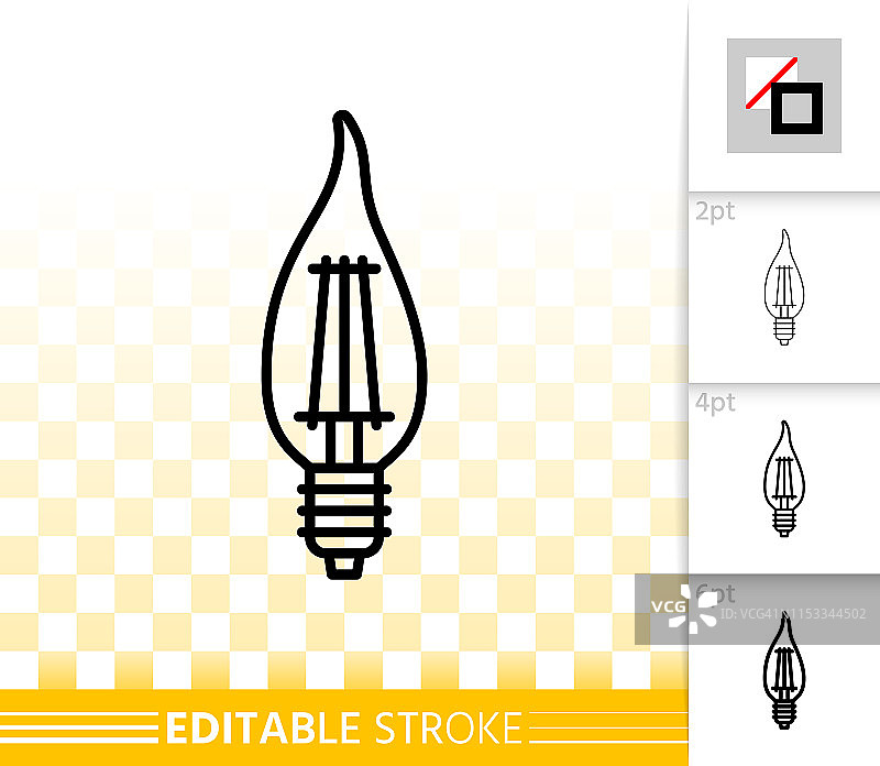 灯泡玻璃灯简单细线矢量图标图片素材