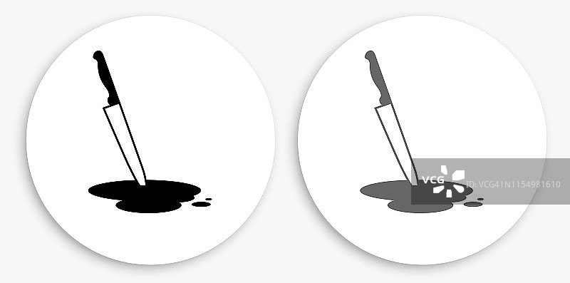 刀和血池黑色和白色圆形图标图片素材