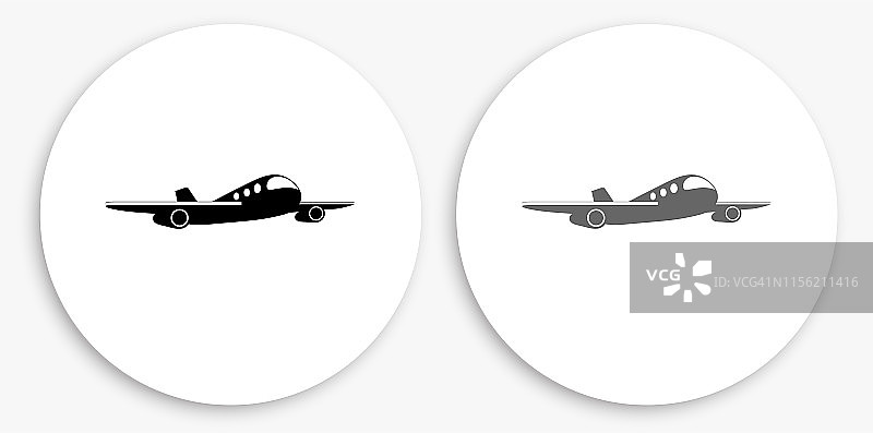 飞机黑白圆形图标图片素材
