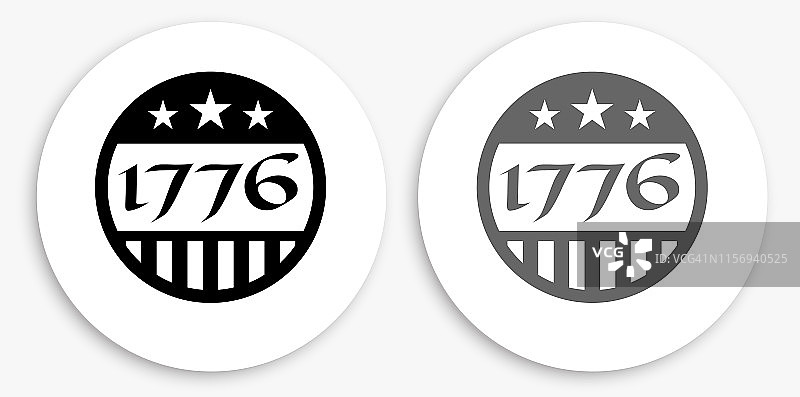 1776年独立纪念日黑白圆形图标图片素材