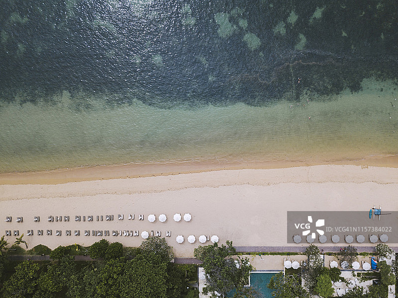 鸟瞰图Sanur海滩，巴厘岛，印度尼西亚图片素材