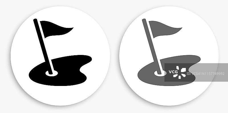 高尔夫球场黑白圆形图标图片素材
