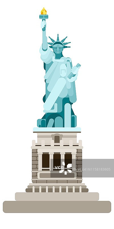 美国自由女神像上有一座白色的纪念碑图片素材