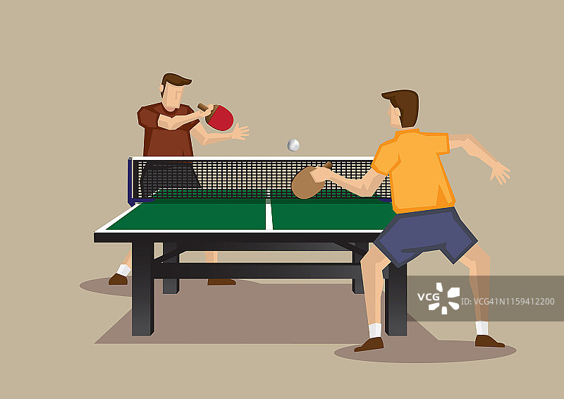 乒乓球游戏在行动矢量卡通插图系列图片素材