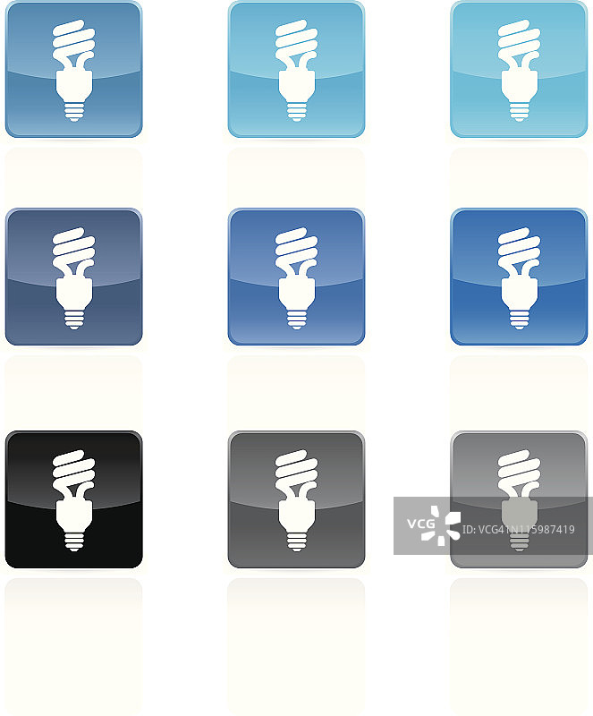 灯泡版权免费矢量图标设置在九种颜色图片素材