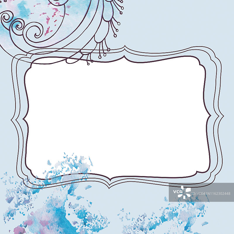 方形框架与冬季蓝色霜冻圣诞图案图片素材