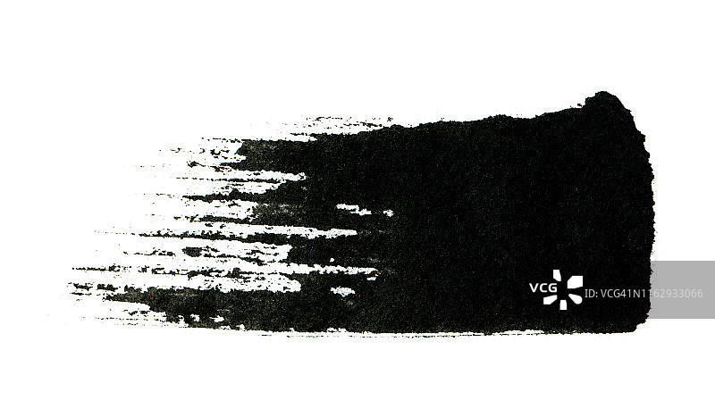 黑色油漆与笔触孤立的白色背景图片素材