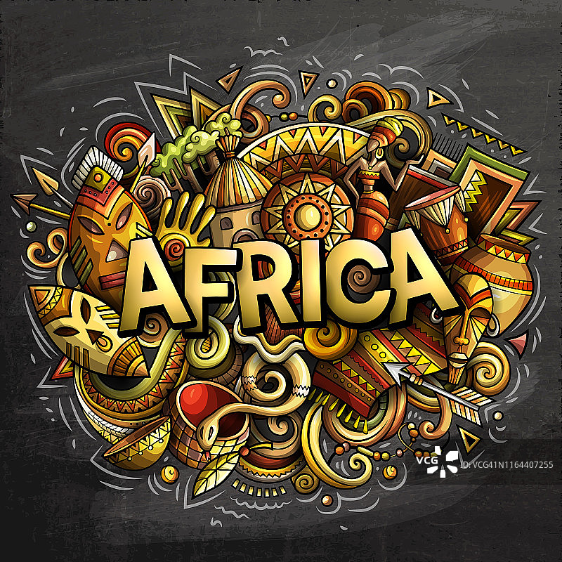卡通可爱的涂鸦非洲字图片素材