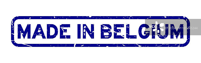 垃圾蓝在比利时制造字方橡胶印章印章在白色背景图片素材