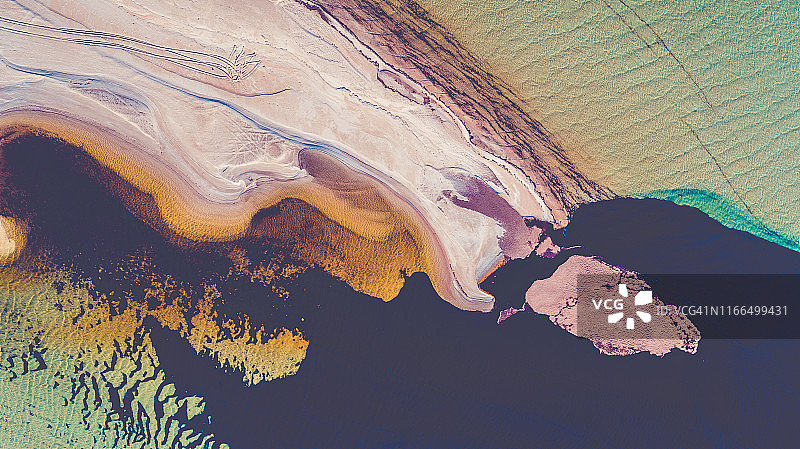 鸟瞰图直接上方的沙洲，鲨鱼湾，澳大利亚图片素材