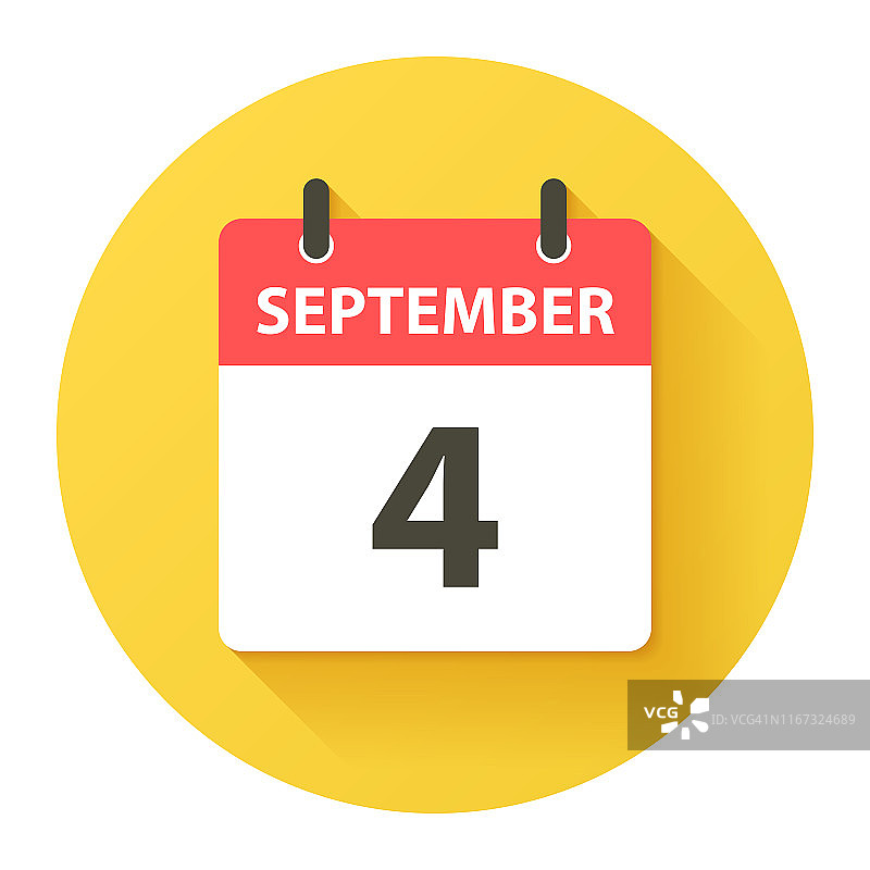 9月4日-圆形日历图标，平面设计风格图片素材