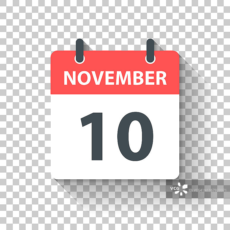 11月10日-平面设计风格的每日日历图标图片素材