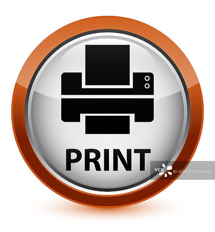 打印(打印机图标)水晶棕色圆形按钮图片素材