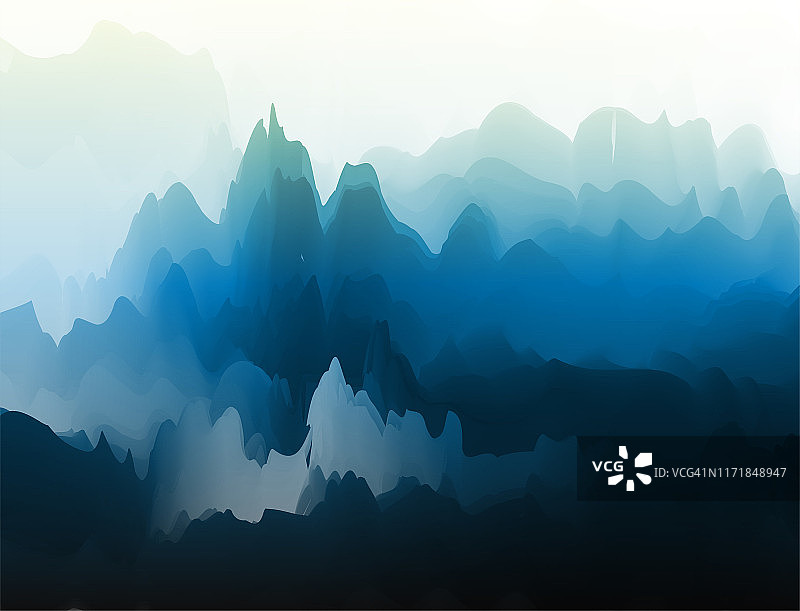 水彩中国山水画山水背景图片素材