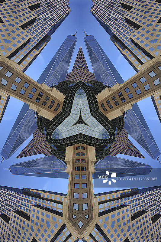 曼哈顿下城环球金融中心(2014年更名为布鲁克菲尔德广场)万花筒影像图片素材