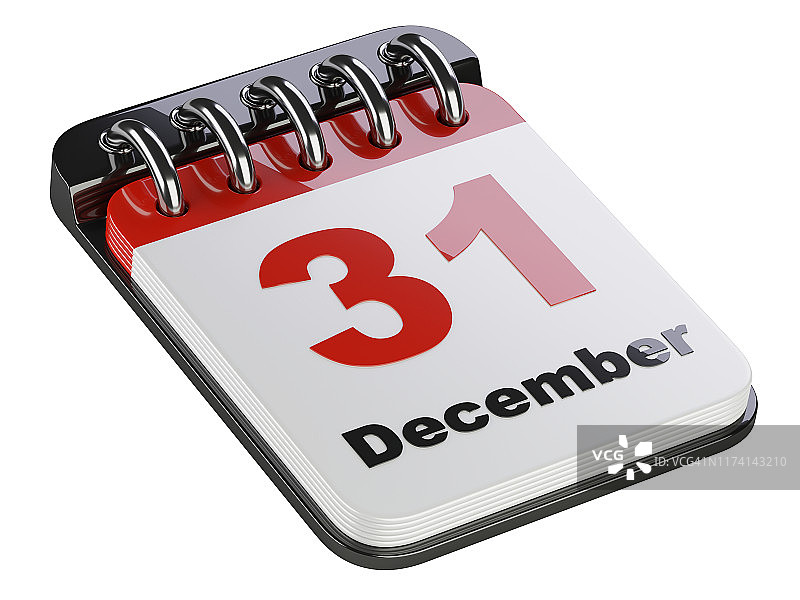 最后一天为12月31日的桌面日历。图片素材