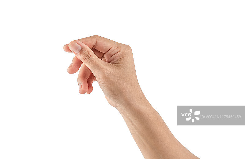 一只手拿着一张虚拟的卡片，手指放在白色的背景上图片素材