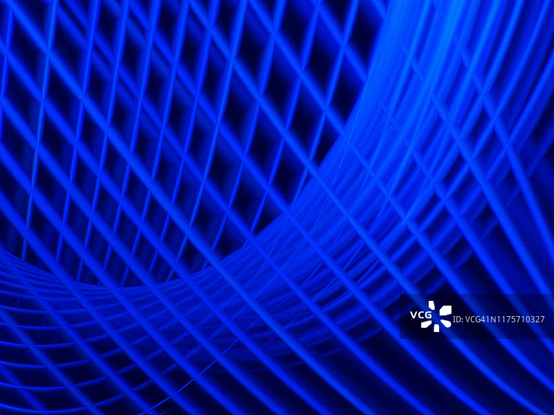 未来的蓝色曲线形成了一个网。虚拟环境。3 d。图片素材