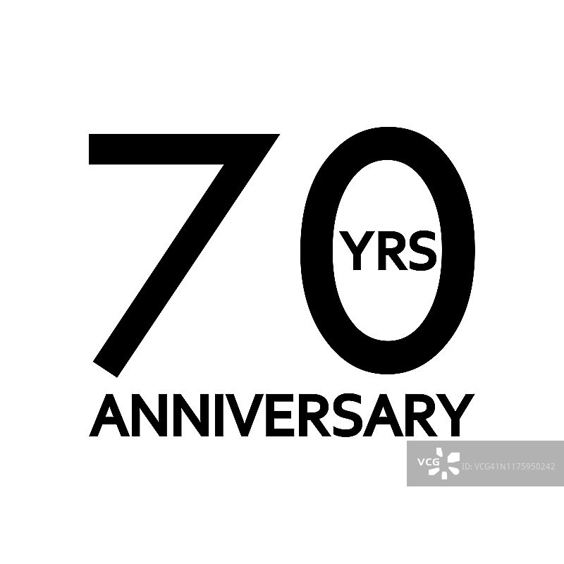 70周年纪念图标。周年装修模板。庆祝和生日的标志。矢量插图。图片素材