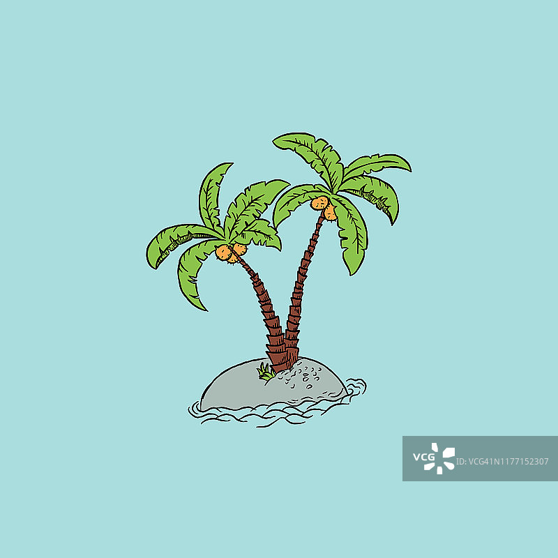 海洋岛上的棕榈树图片素材