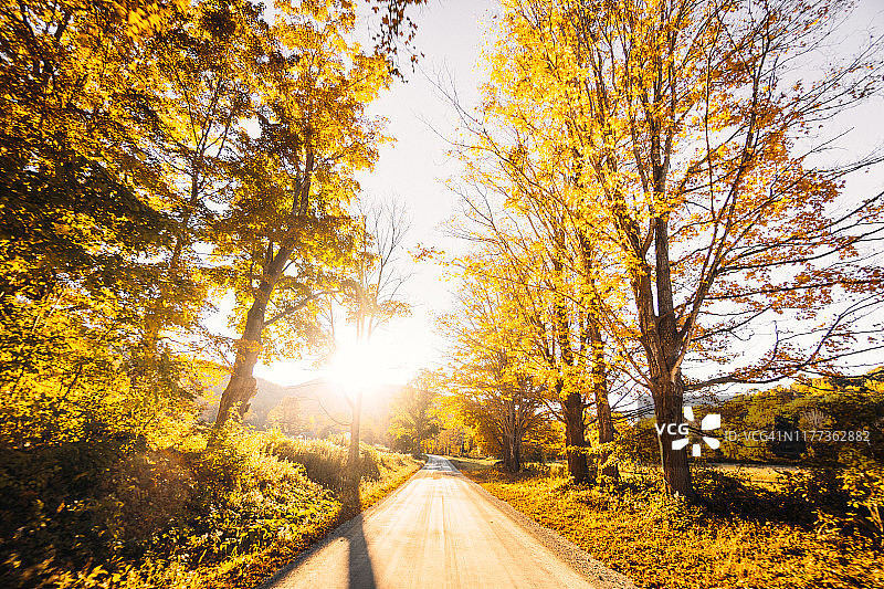 新英格兰的秋天之路图片素材
