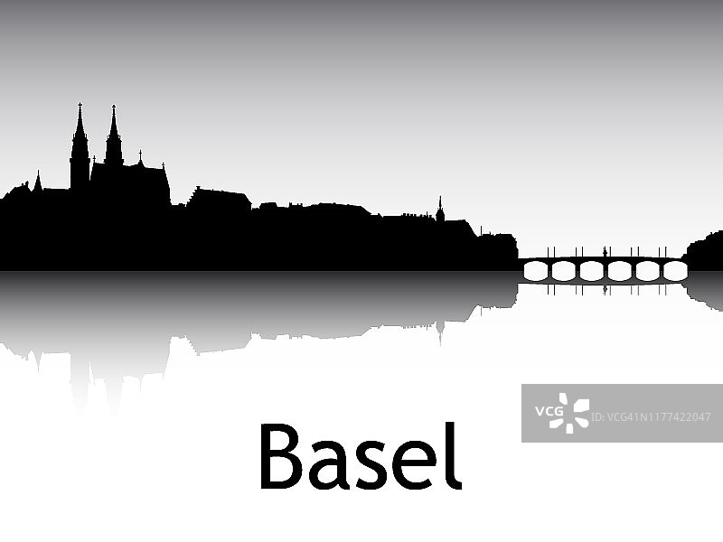 瑞士巴塞尔的全景轮廓图片素材