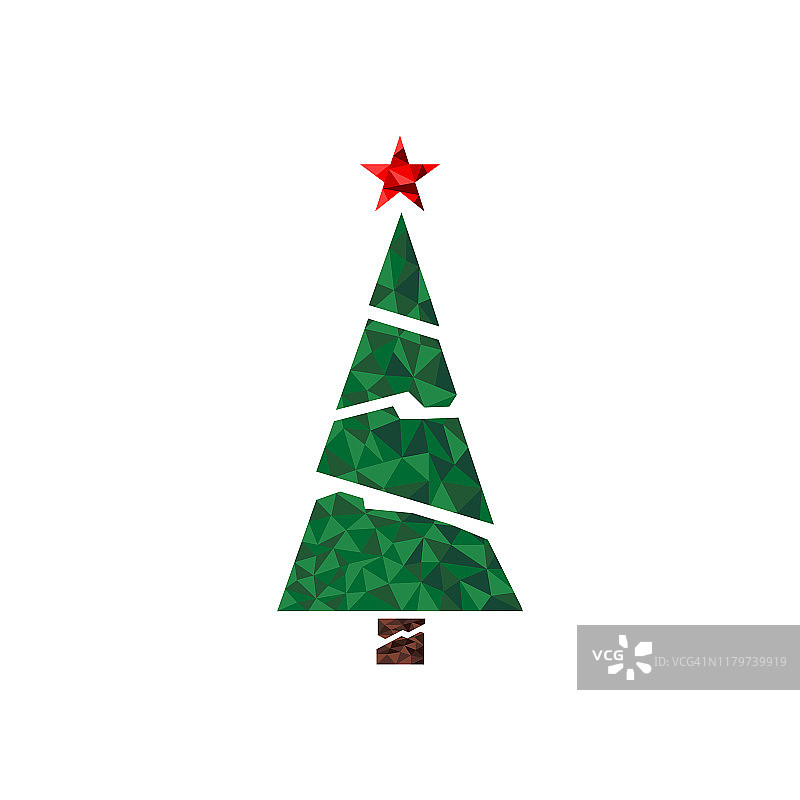 圣诞树在低聚风格的节日装饰卡片设计矢量插图图片素材