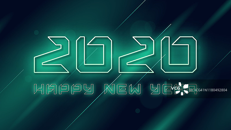 新年快乐2020霓虹闪烁矢量设计，模板，背景图片素材