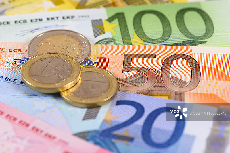 欧洲货币和欧元纸币的粉丝图片素材