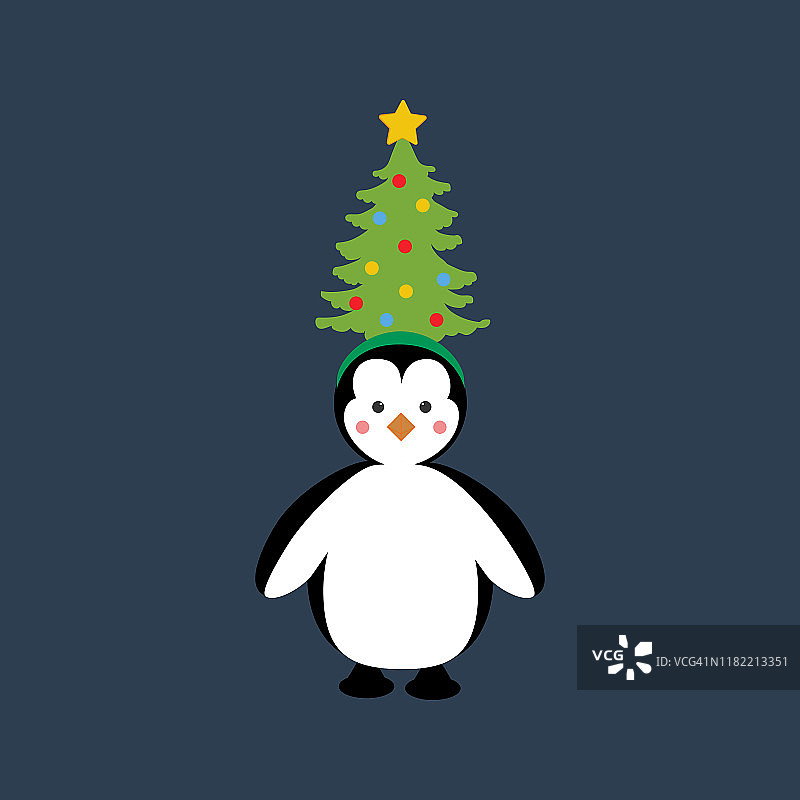企鹅在圣诞服装插图图片素材