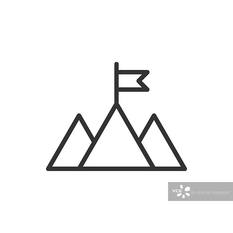 任务冠军图标在平坦的风格。山矢量插图在白色孤立的背景。领导业务概念。图片素材