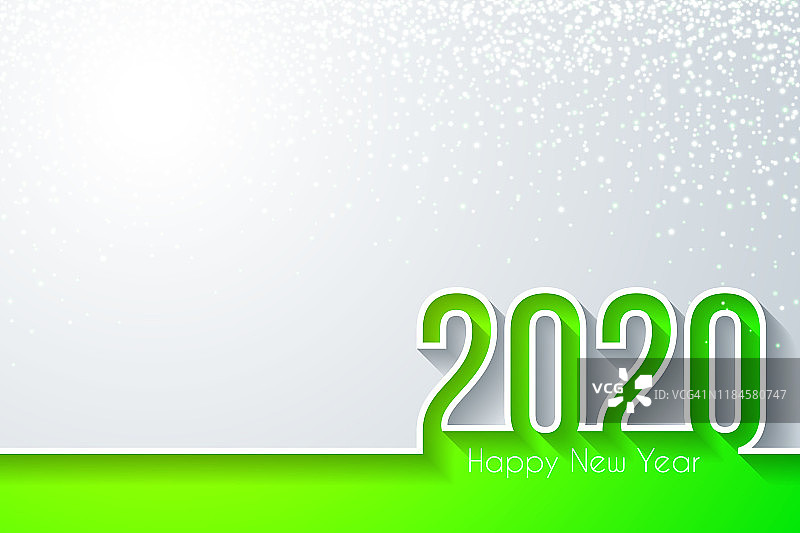 2020年新年快乐，金色闪光-白色背景图片素材