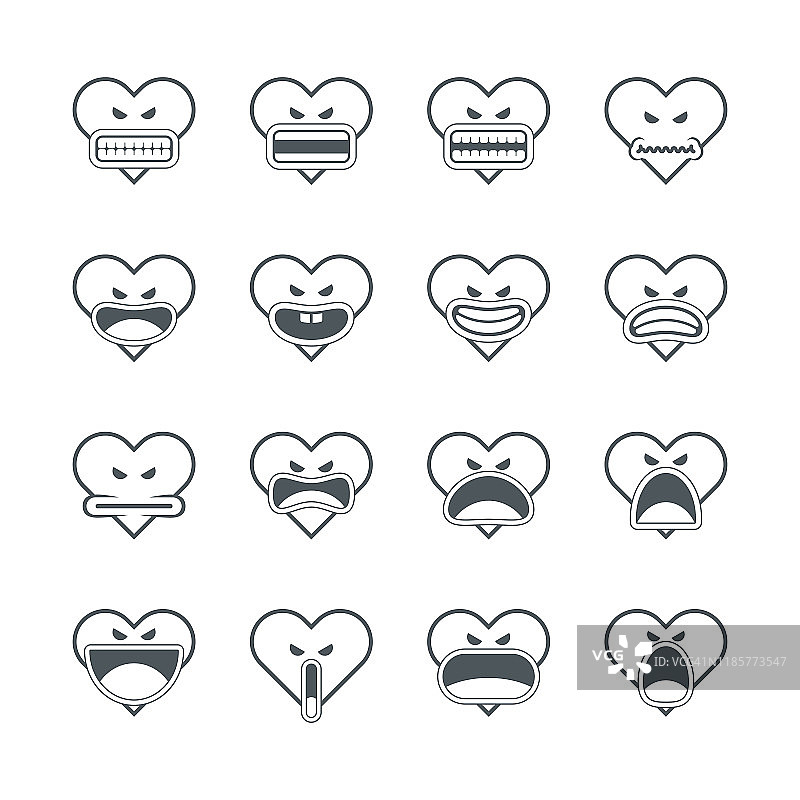 红心表情的图标设置不同的心情，表情的集合图片素材