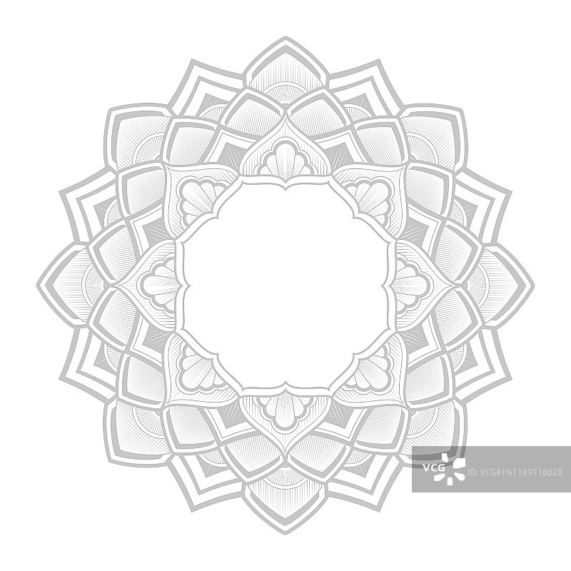 灰色圆形曼荼罗向量装饰在白色的背景图片素材