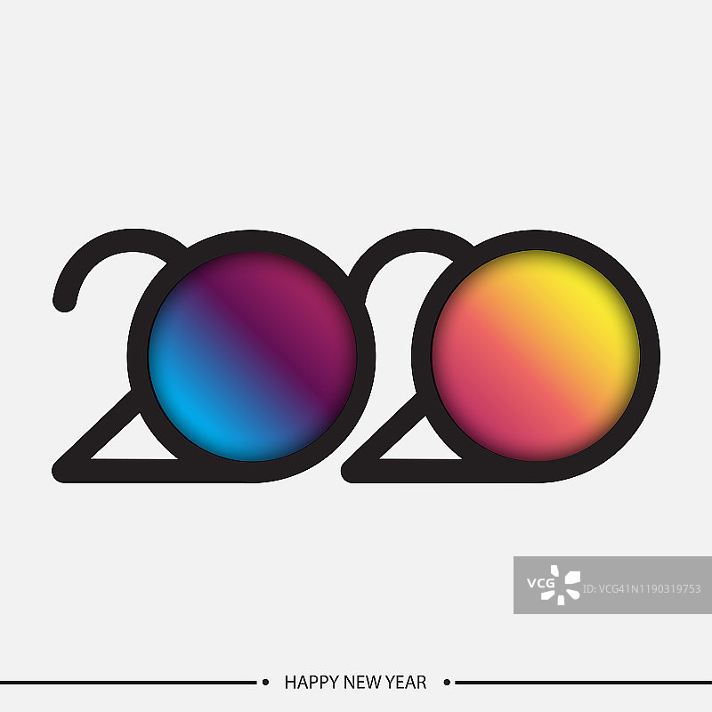 快乐2020年新年优雅的贺卡与梯度文字。向量图片素材