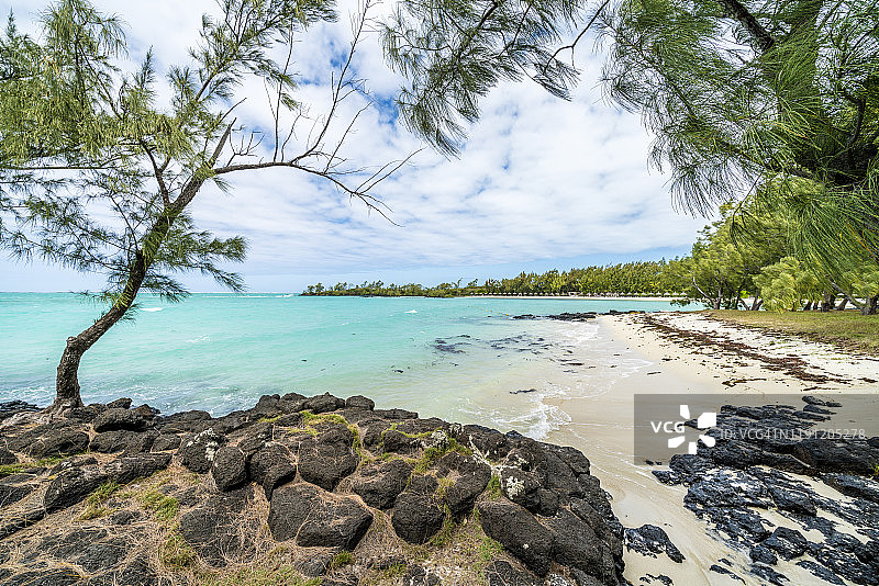 热带白色沙滩，印度洋，毛里求斯图片素材