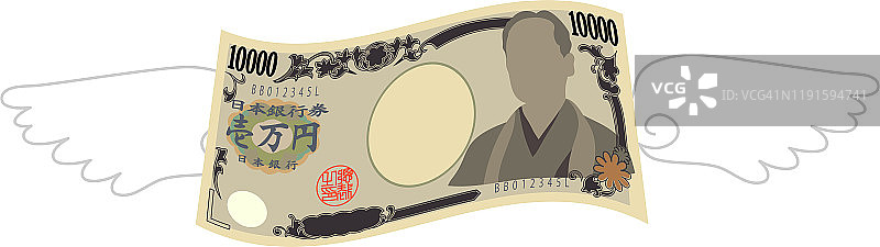 羽毛畸形日本10000日元纸币图片素材