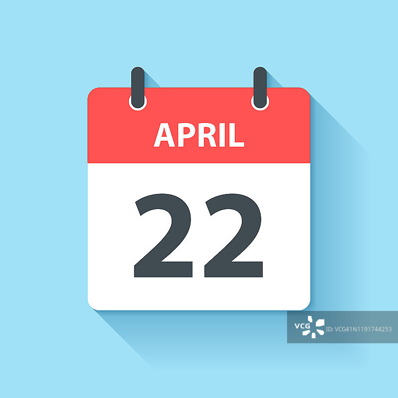 4月22日-日日历图标在平面设计风格图片素材