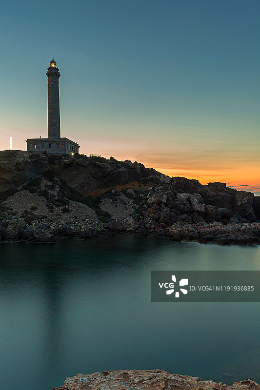 日落时的帕洛斯角灯塔(西班牙)图片素材