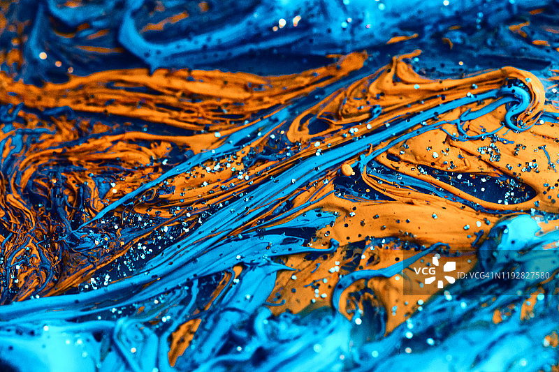 抽象彩色液体油丙烯酸闪光大理石背景图片素材