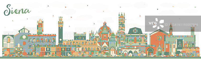 锡耶纳托斯卡纳意大利城市天际线与彩色建筑。图片素材