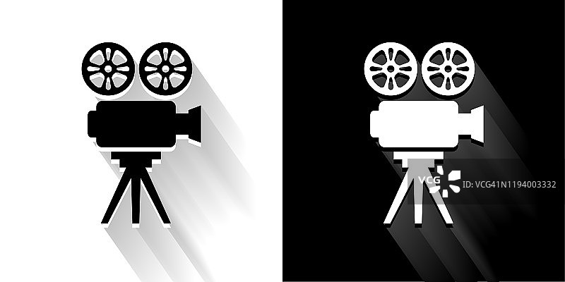 电影相机黑白长影图标图片素材