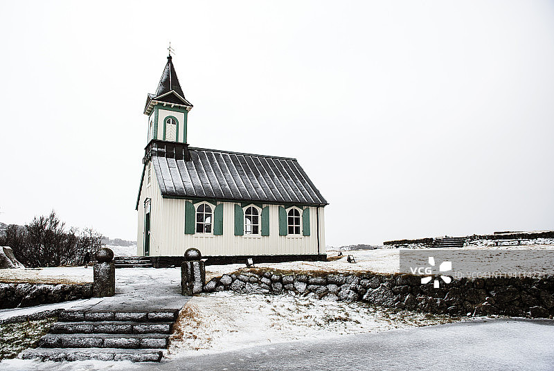 Þingvellir冰岛Thingvellir国家公园的教堂图片素材